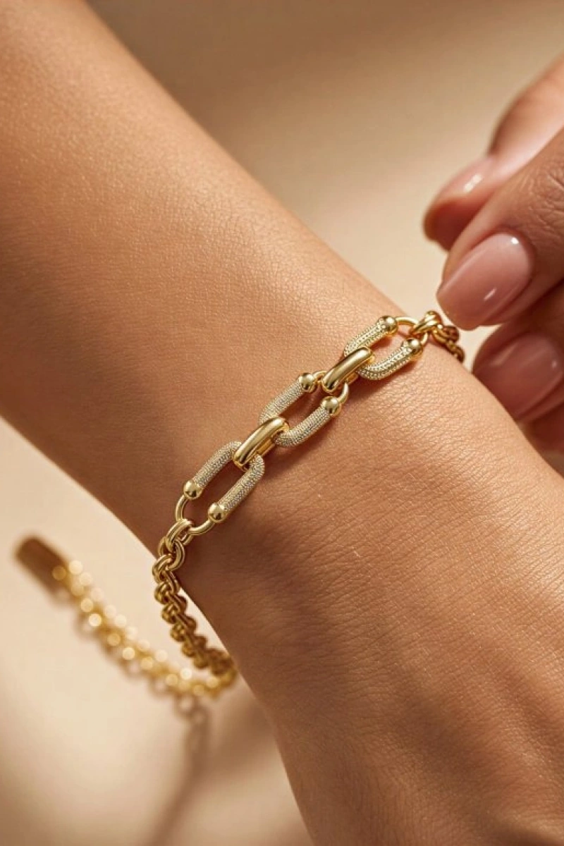 Nal Model Gold Altın Kaplama Bileklik