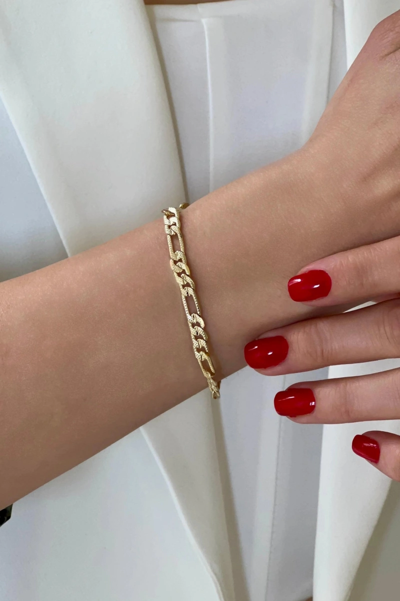 İnce Ezik Bağlı Gold Altın Kaplama Bileklik