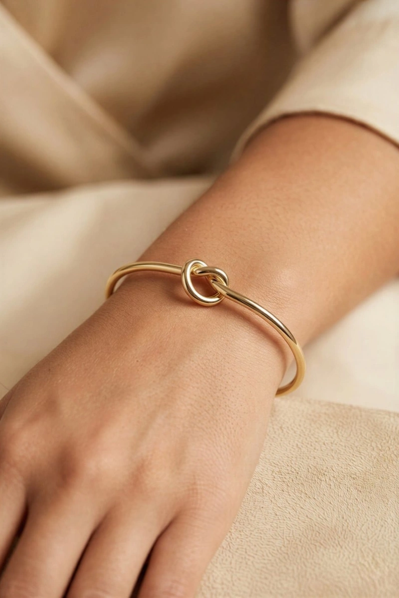 Düğüm Model Gold Altın Kaplama Kelepçe