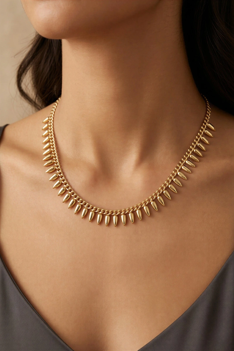 Çivi Model Gold Altın Kaplama Kolye