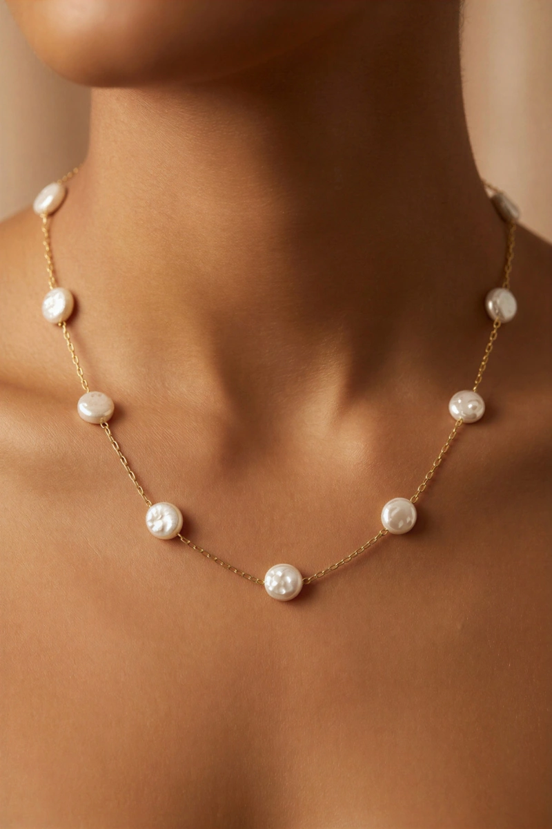 Elips Taş Model Gold Altın Kaplama Kolye