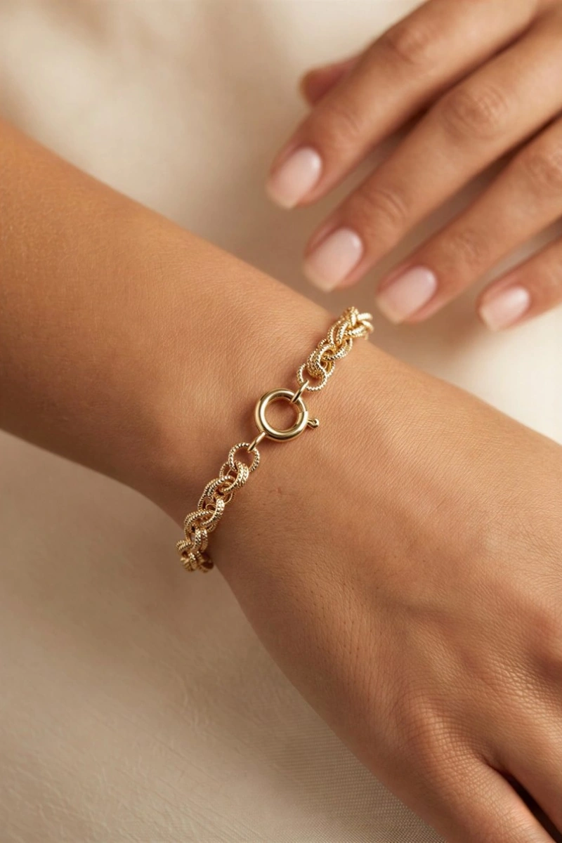 Dümen Kilit Model Gold Altın Kaplama Bileklik