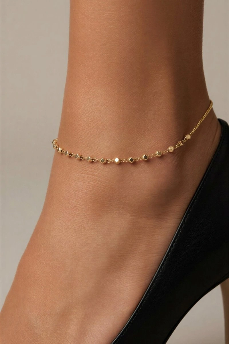 Altıgen Küre Model Gold Altın Kaplama Halhal