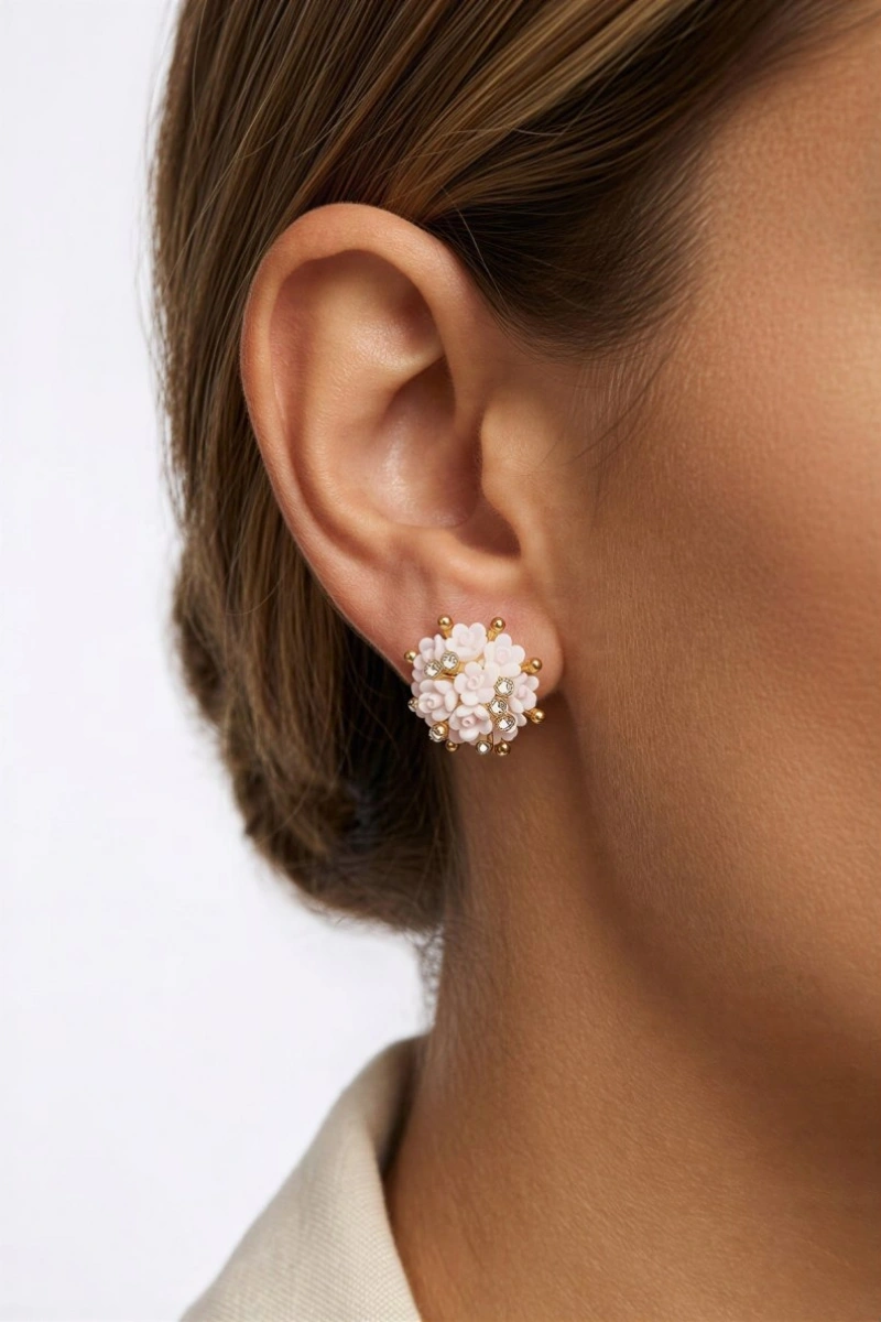 Pembe Buket Model Gold Altın Kaplama Küpe