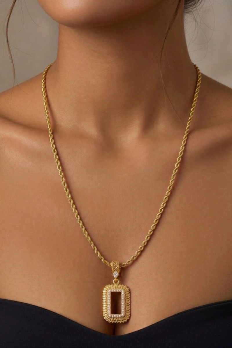 Başak Detay Gramlık Model Gold Altın Kaplama Kolye