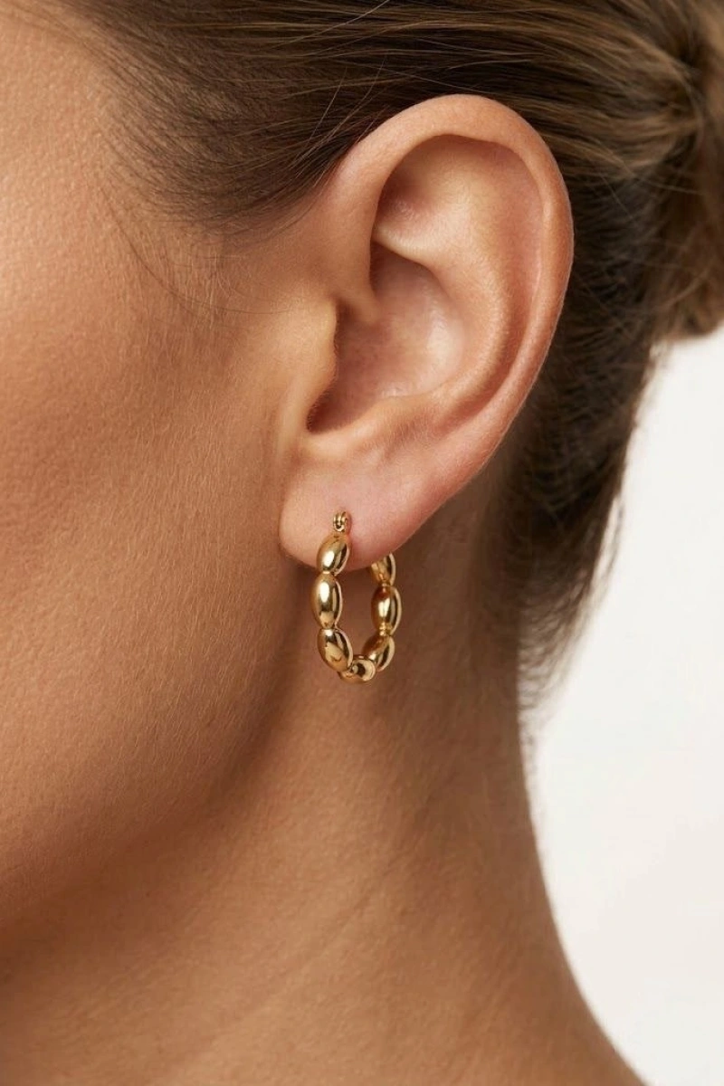 Orbit Model Gold Altın Kaplama Küpe