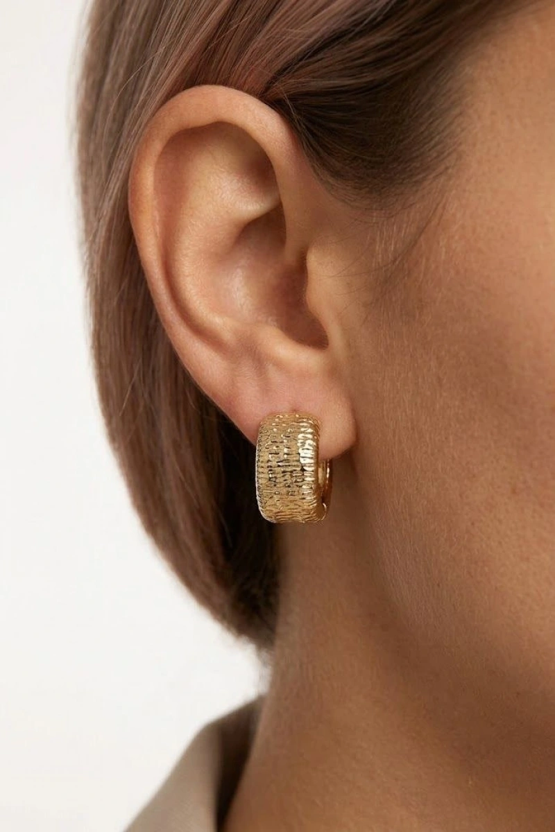 Sanat Model Gold Altın Kaplama Küpe