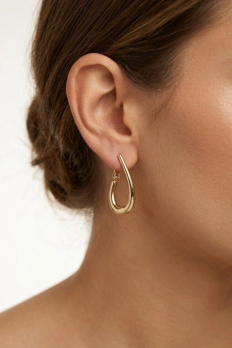 Çapraz Model Gold Altın Kaplama Küpe