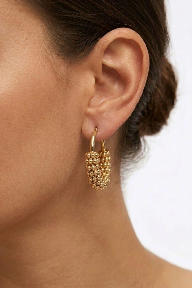 Yarı Dorika Model Gold Altın Kaplama Küpe