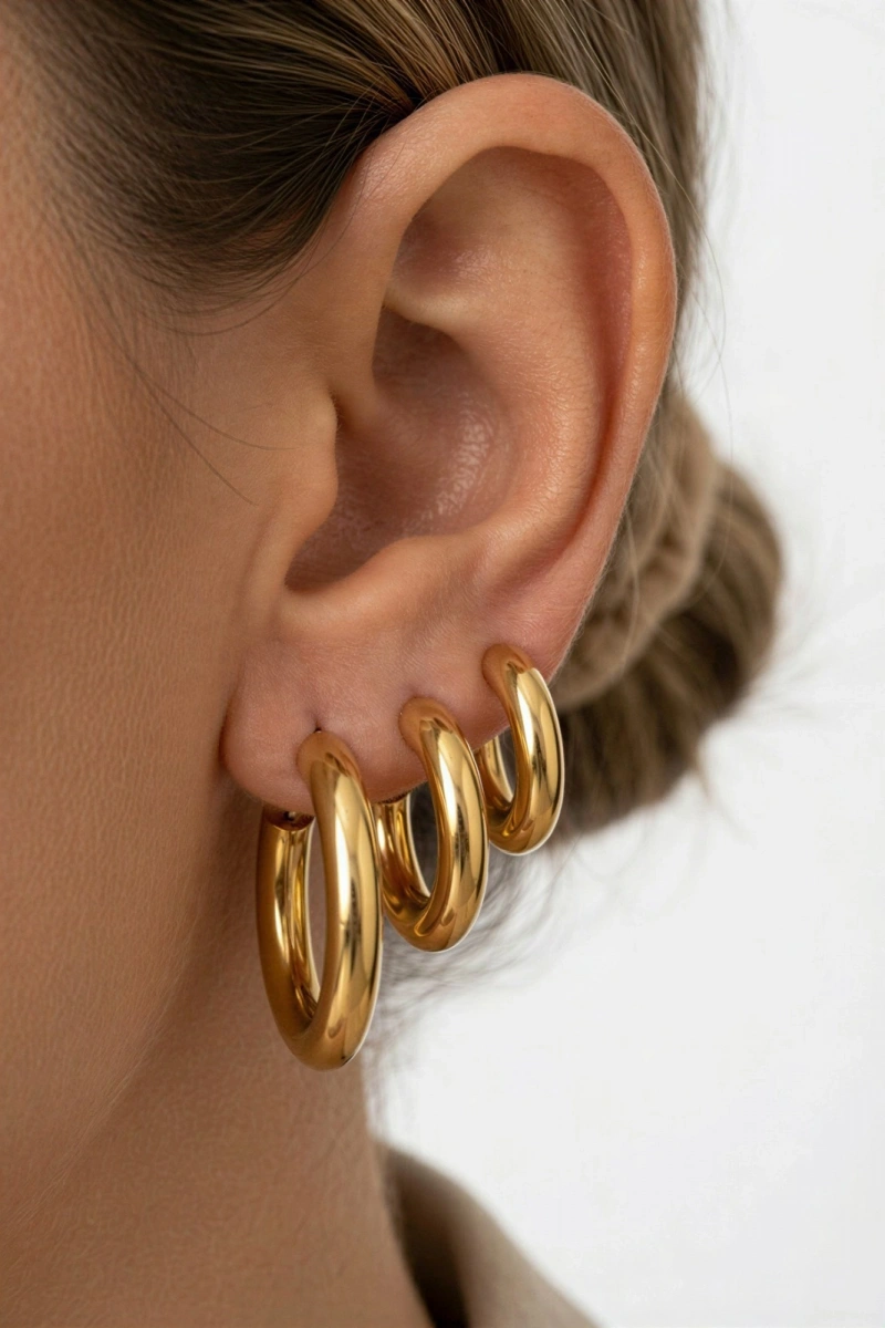 Boru Model Üçlü Küpe