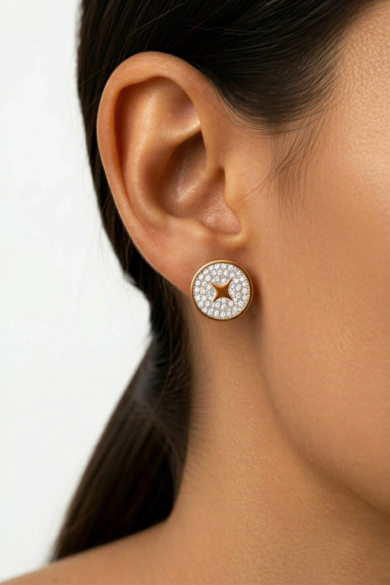 Kuzey Yıldızı Model Gold Altın Kaplama Küpe