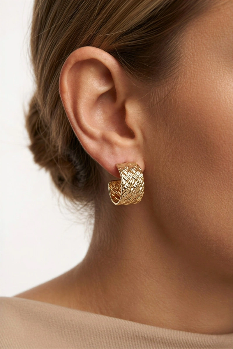 Kalın Dövme Model Altın Kaplama Küpe