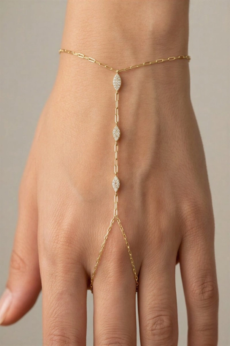 Taşlı Göz Model Gold Altın Kaplama Şahmeran