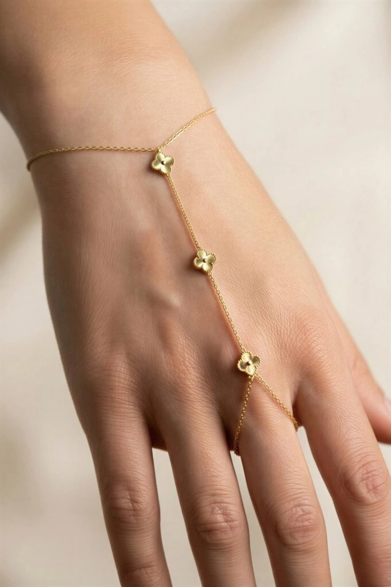 Düz Yonca Model Gold Altın Kaplama Şahmeran