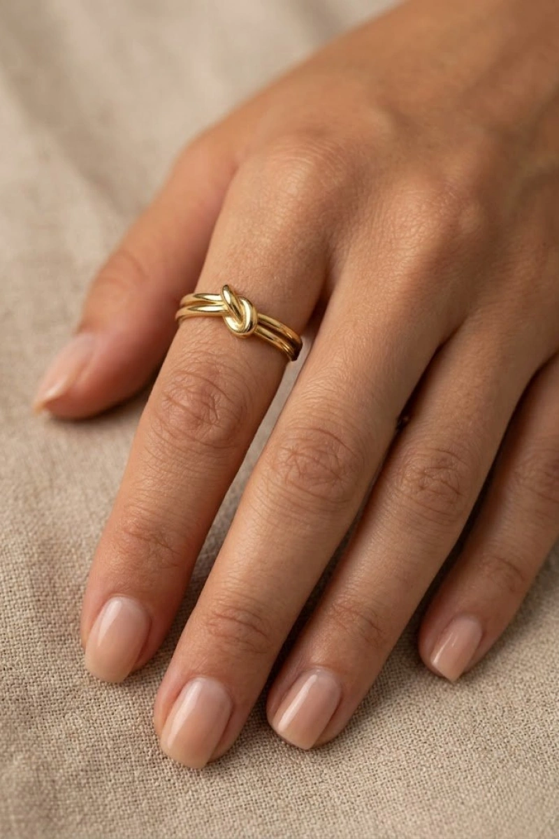 Düğüm Model Gold Altın Kaplama Yüzük