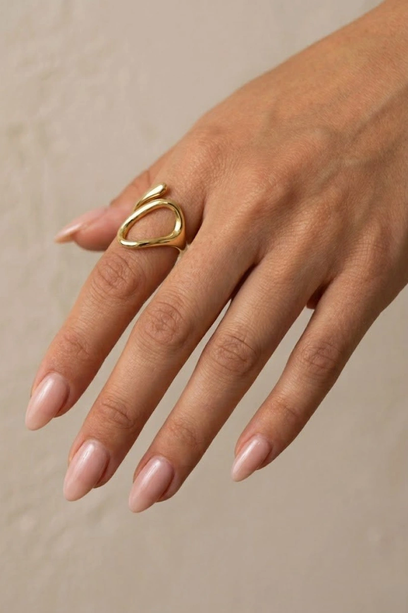 Yuvarlak Model Gold Altın Kaplama Yüzük