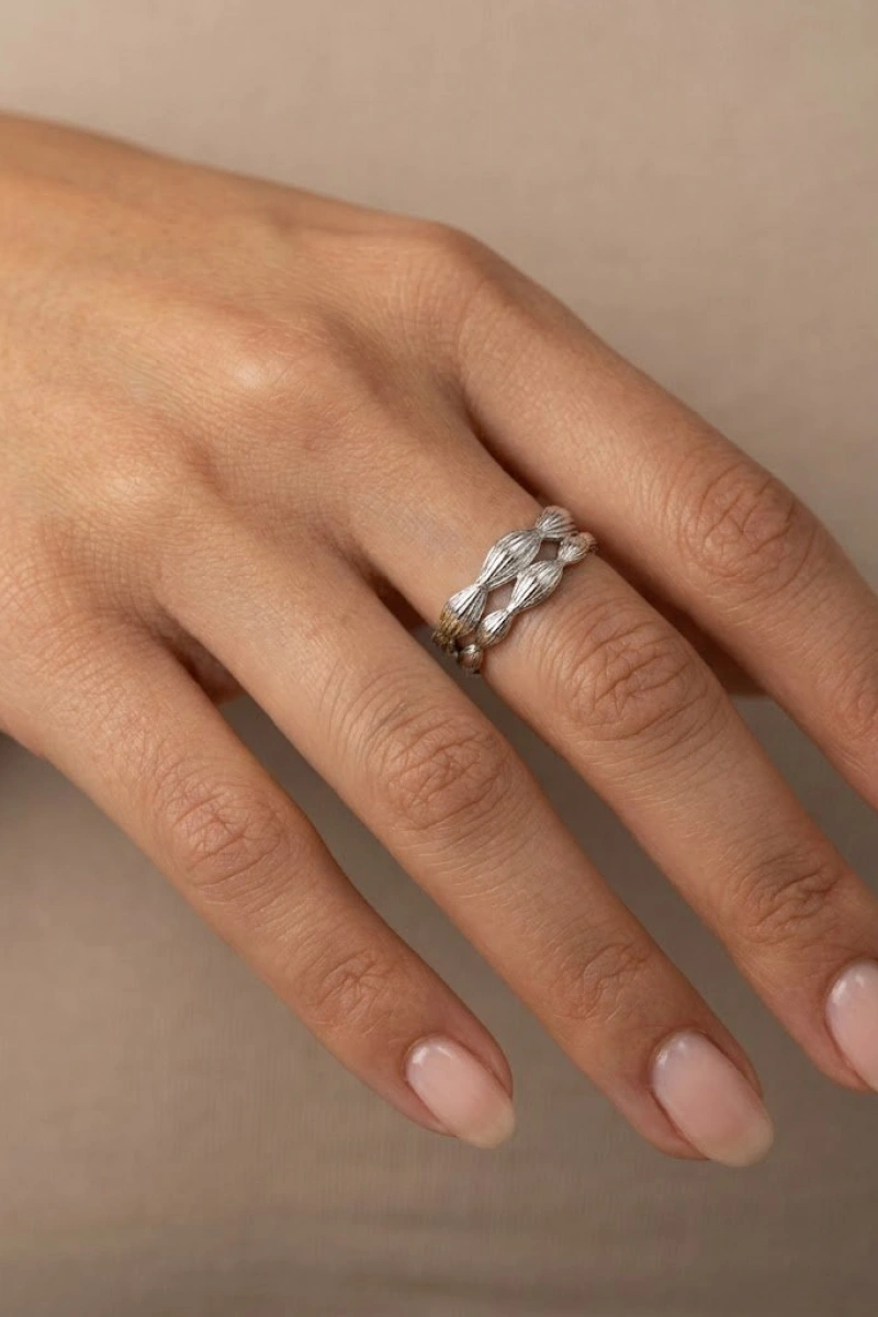 Boğum Model Beyaz Altın Kaplama Yüzük