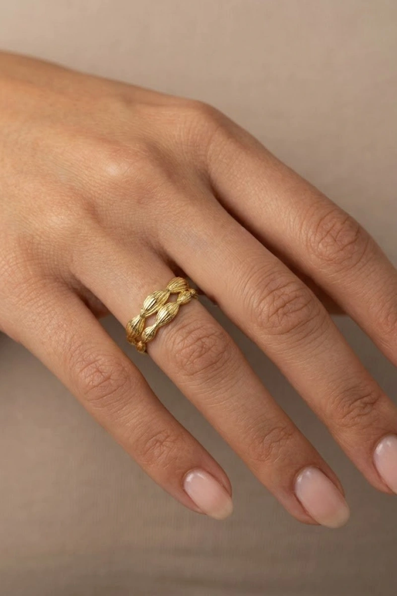 Boğum Model Gold Altın Kaplama Yüzük