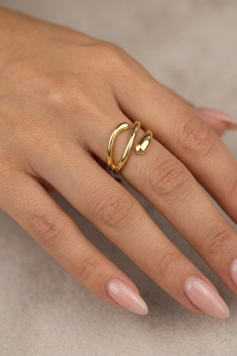 Damla Model Gold Altın Kaplama Yüzük