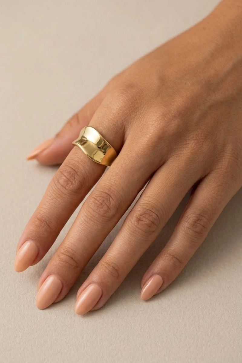 Dalga Model Gold Altın Kaplama Yüzük