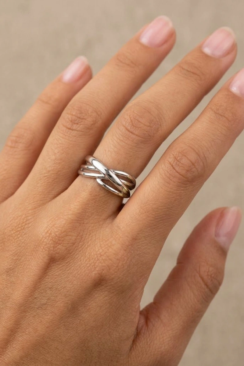 Geçiş Model Beyaz Altın Kaplama Yüzük