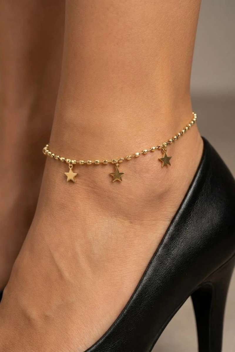 Sarkıt Yıldız Model Gold Altın Kaplama Halhal