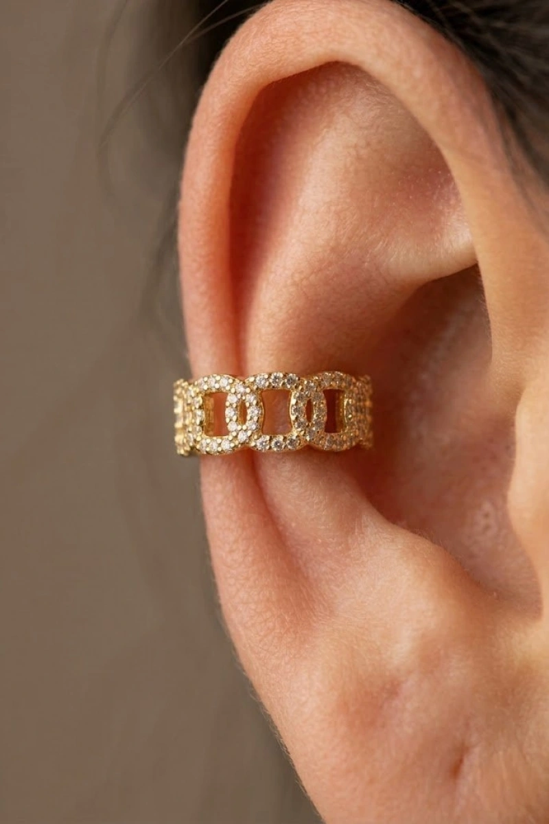 Geçme Model Gold Altın Kaplama Ear Cuff