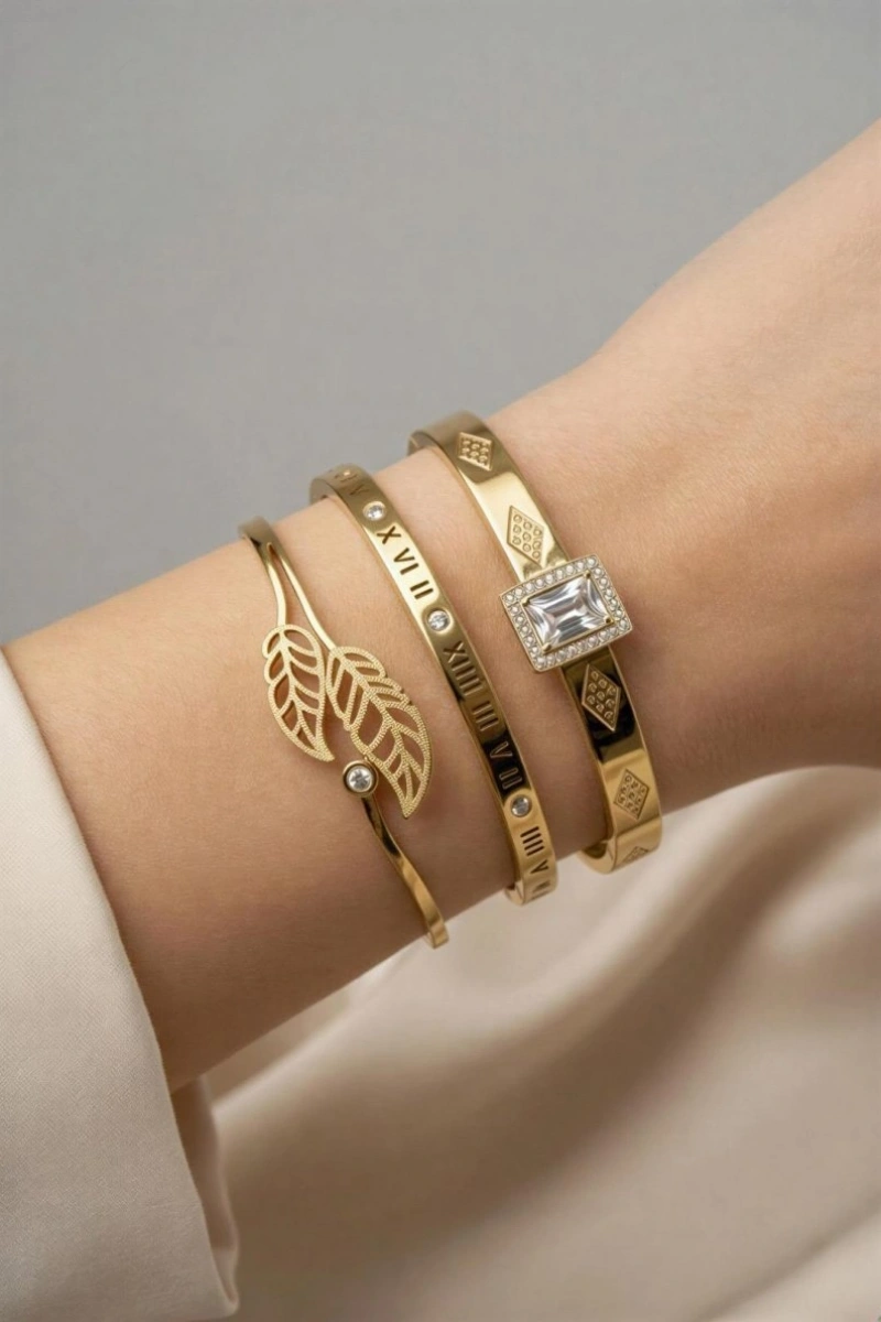 Baget Model Gold Altın Kaplama Çelik Kombin