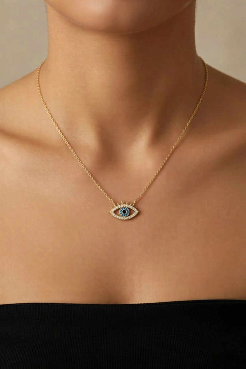 Göz Model Zarif Gold Altın Kaplama Kolye