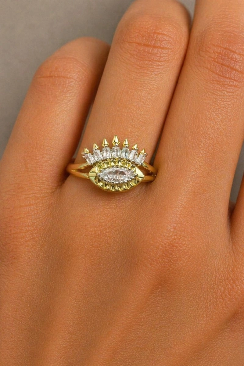 Saçak Göz Model Gold Altın Kaplama Yüzük