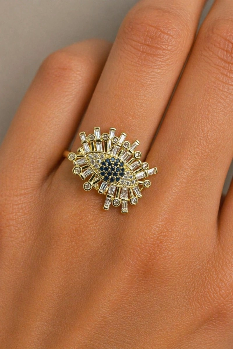 Dağınık Göz Model Gold Altın Kaplama Yüzük