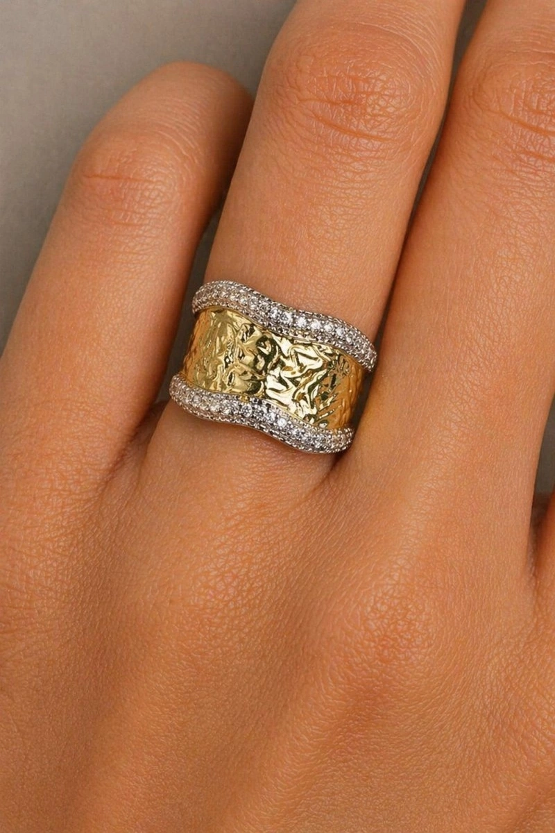 Dalga Model Gold Altın Kaplama Yüzük