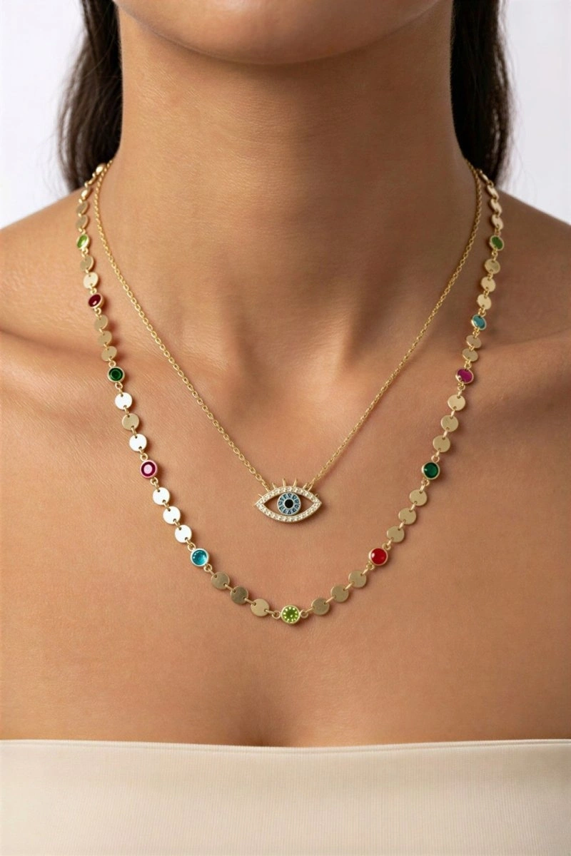 Renk Model Gold Altın Kaplama Kolye Kombin