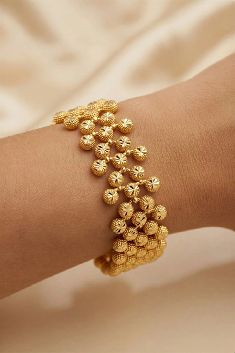 Dorika Top Simli Detay Gold Altın Kaplama Kuyum Bileklik