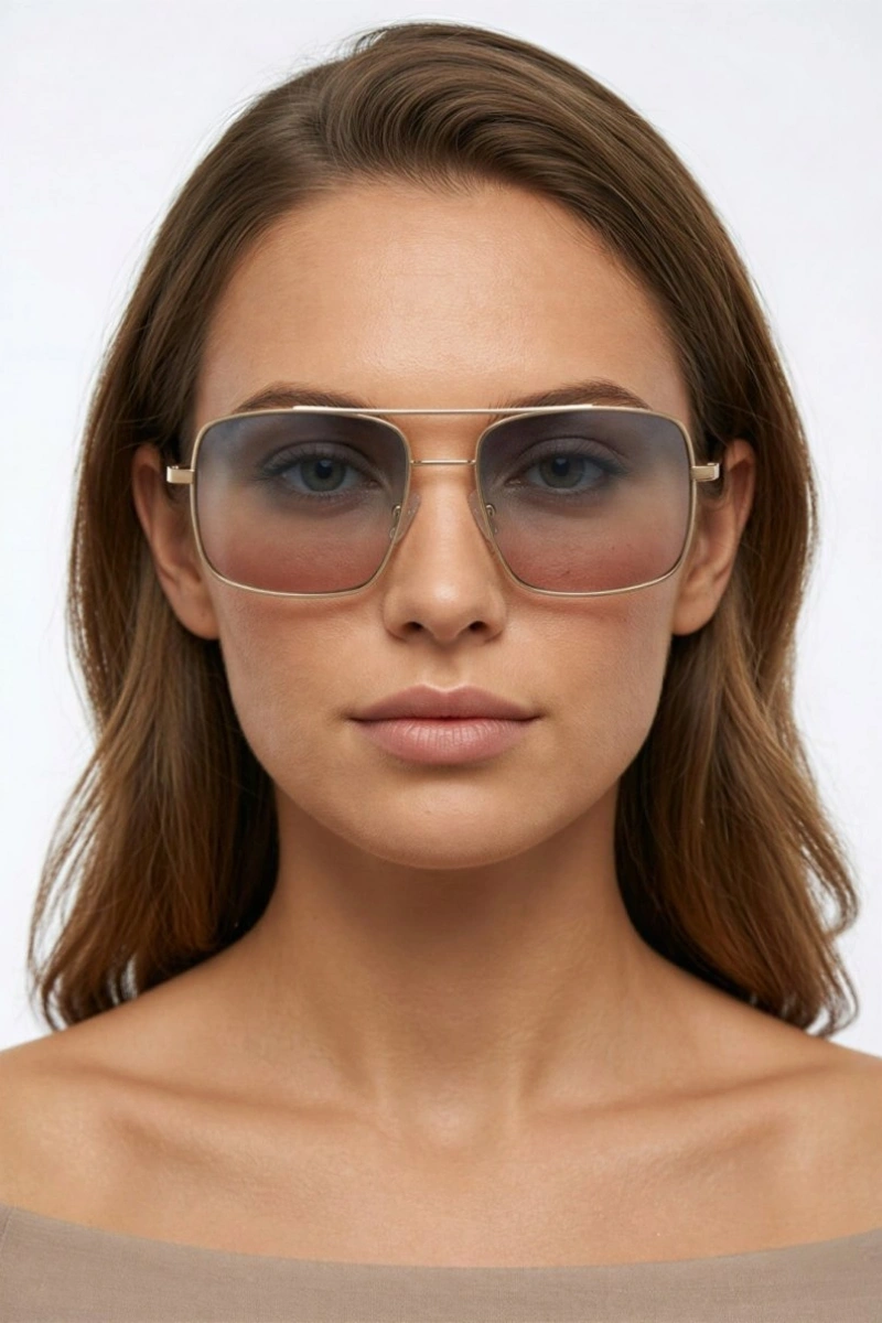 Renkli Cam Gold Kadın Güneş Gözlüğü