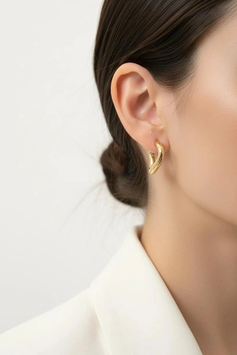 Zenith Model Gold Altın Kaplama Küpe