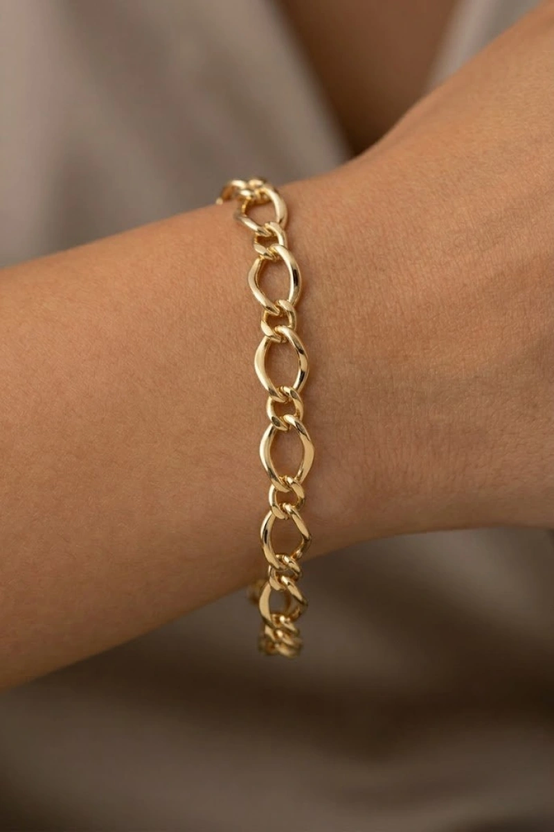 Geometrik Model Gold Altın Kaplama Bileklik