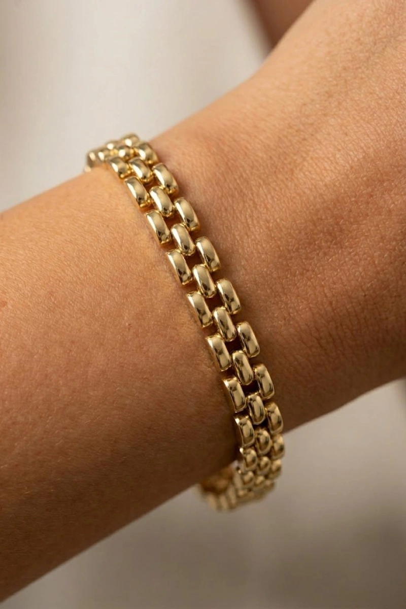 Bombeli Rekson Model Gold Altın Kaplama Bileklik