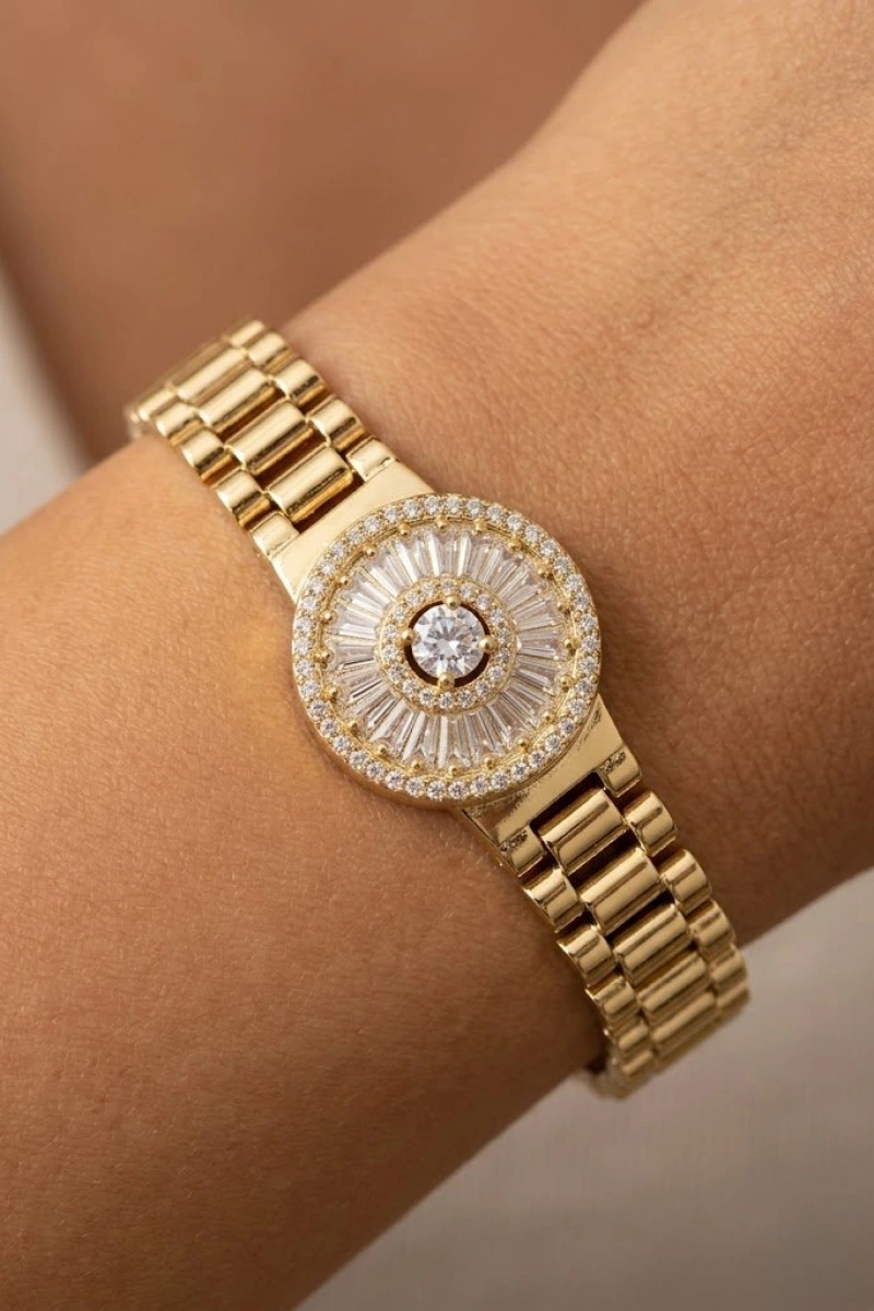 Avlu Model Gold Altın Kaplama Bileklik