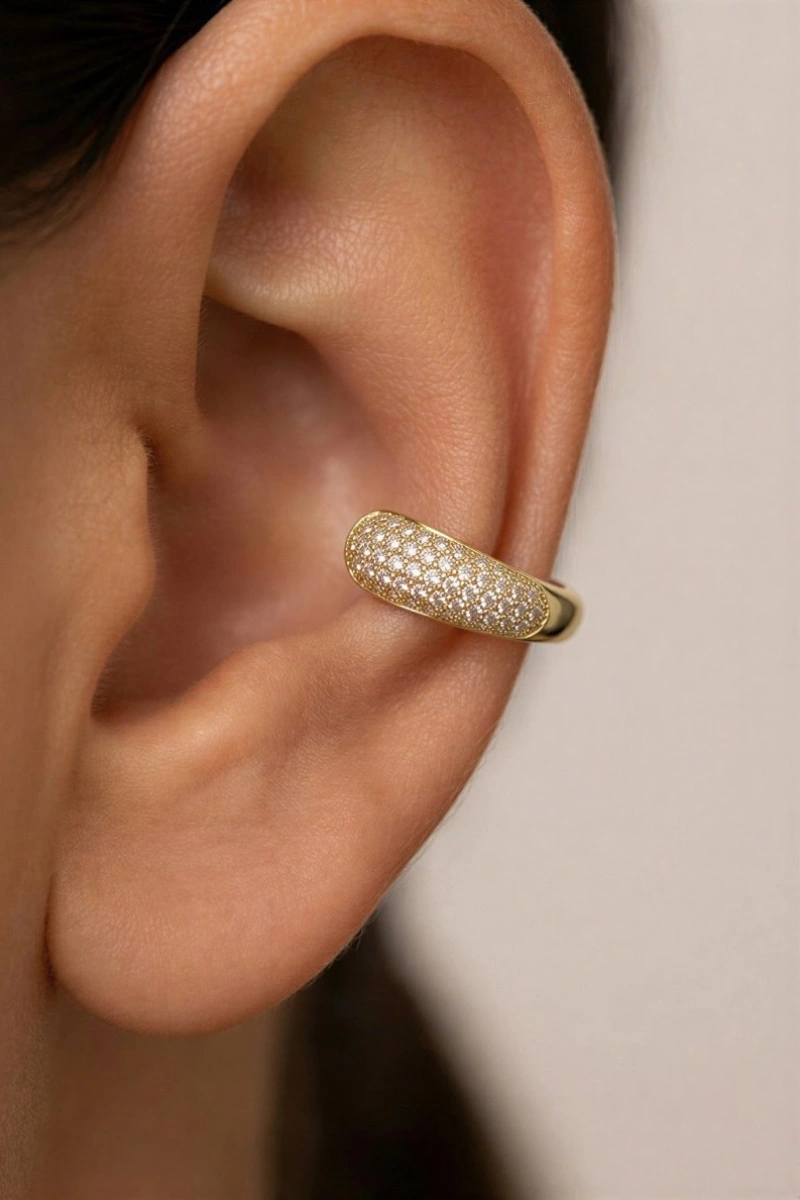 Işıltı Model Gold Altın Kaplama Ear Cuff