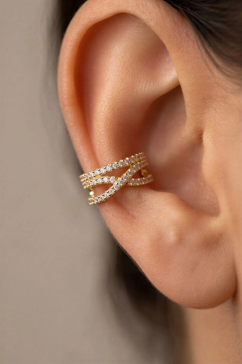 Sonsuzluk Model Gold Altın Kaplama Ear Cuff