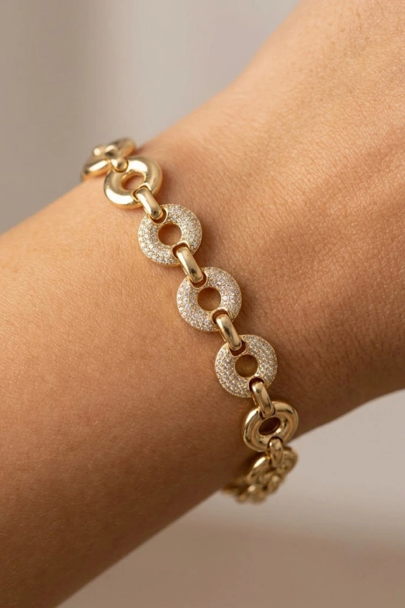 Donut Model Gold Altın Kaplama Bileklik