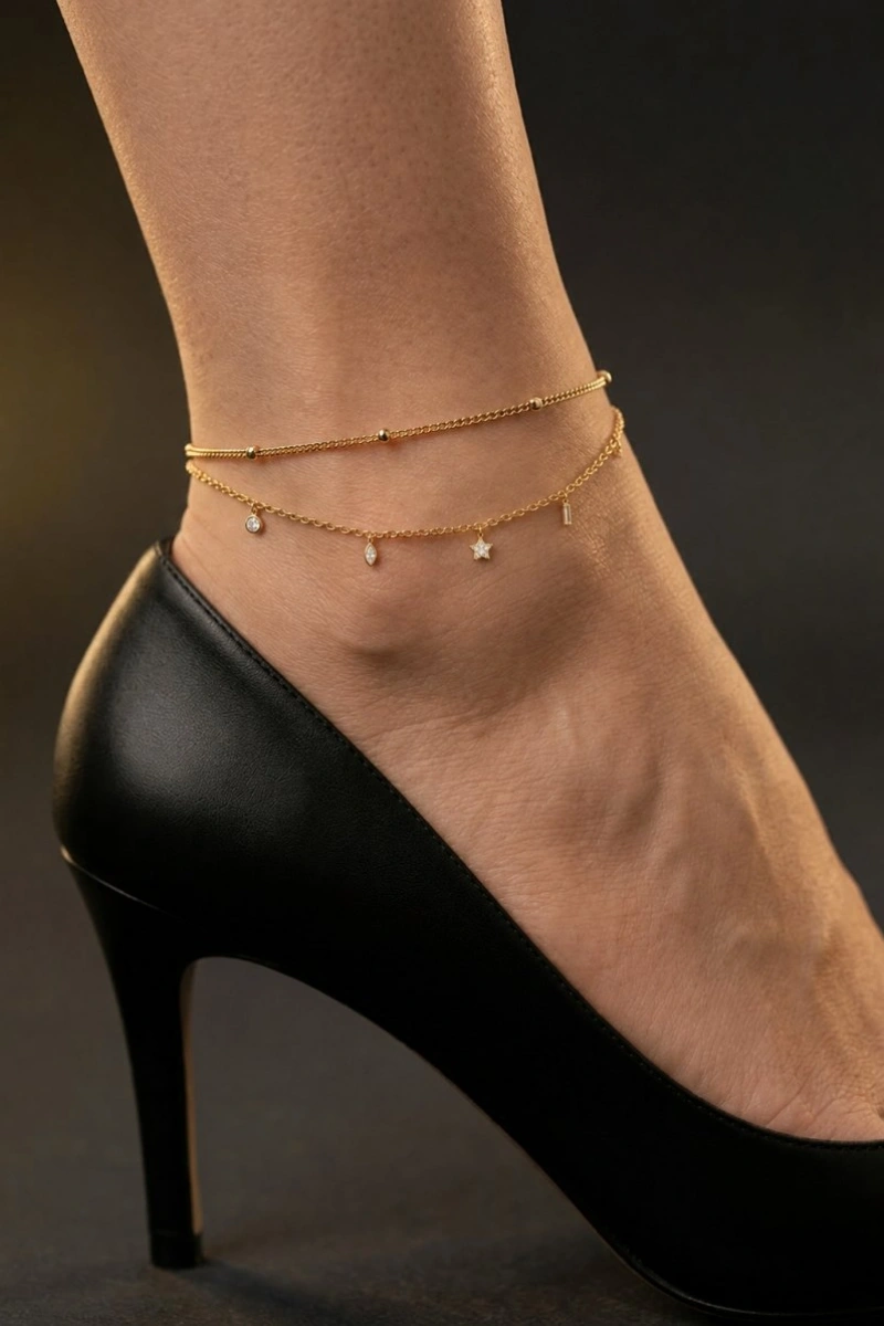 Yıldız Model Gold Altın Kaplama Halhal