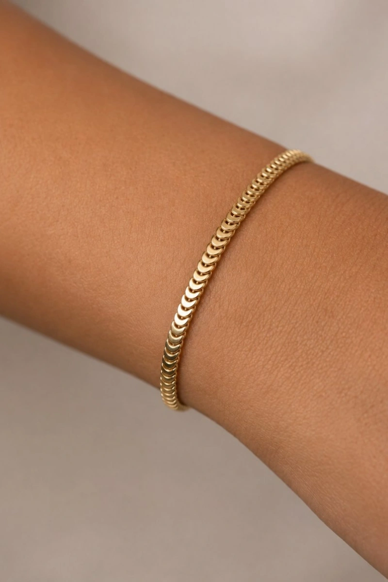 İnce Pul Model Gold Altın Kaplama Bileklik