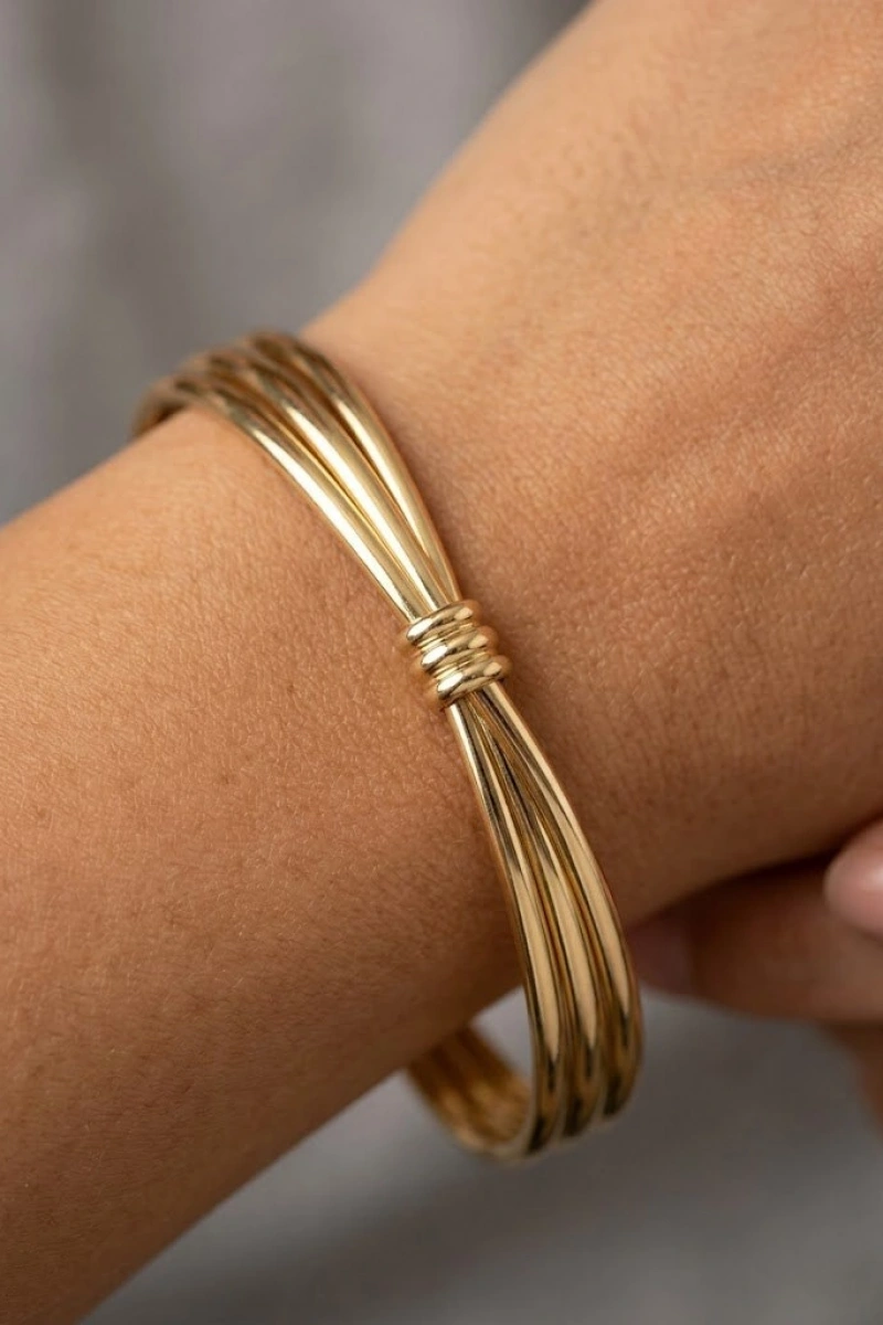 Boğum Model Gold Altın Kaplama Bileklik