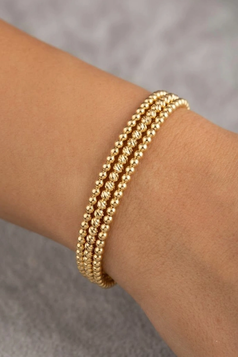 Üç Sıra Dorika Model Gold Altın Kaplama Bileklik