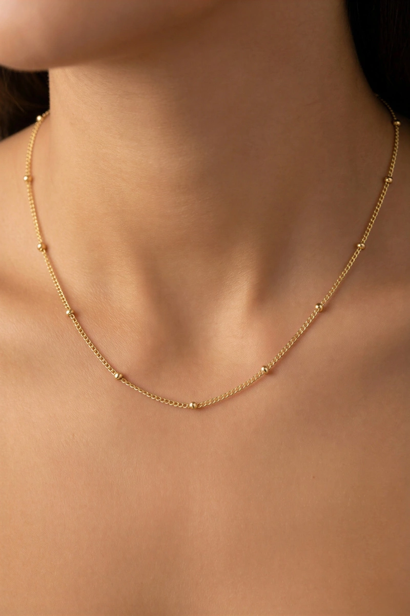 İnce Dorika Model Gold Altın Kaplama Kolye