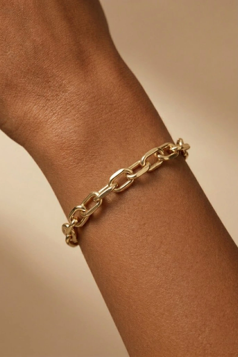 Düz Geçiş Model Gold Altın Kaplama Bileklik