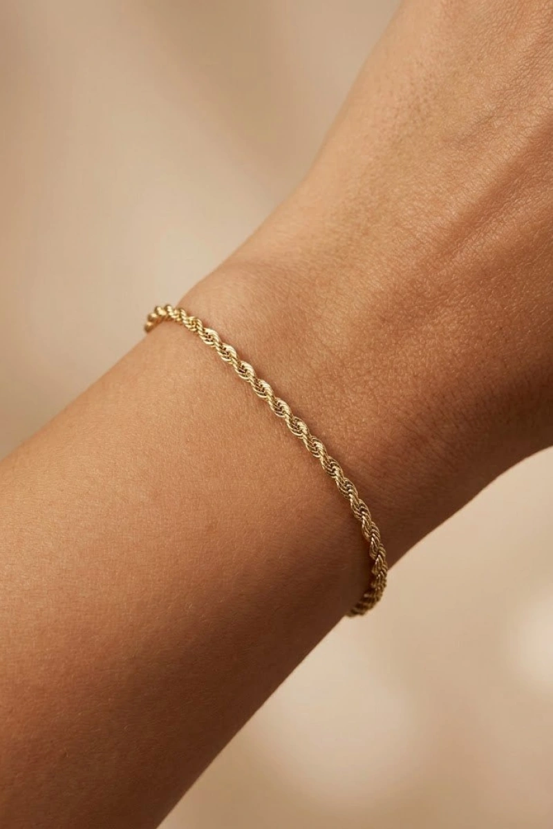 İnce Burgu Model Gold Altın Kaplama Bileklik
