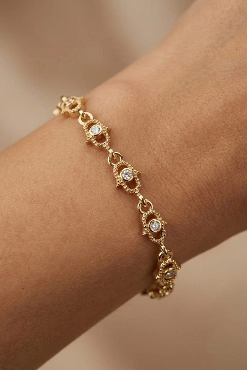 Elips Model Gold Altın Kaplama Bileklik
